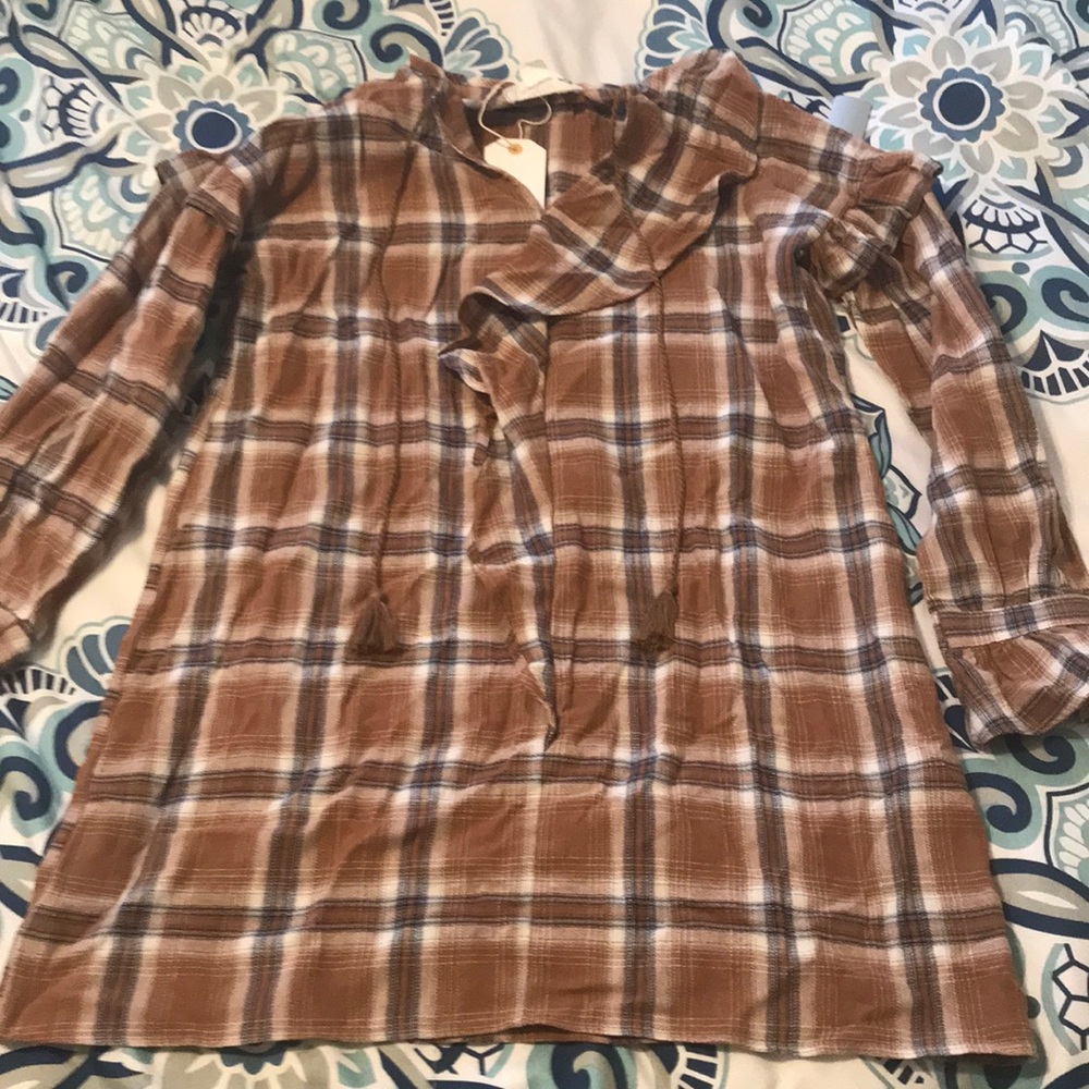 Camel plaid dress